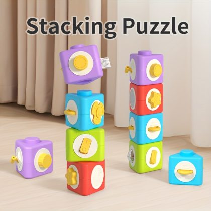 4-pack Children's Activity Cube and Busy Board - Multifunctional Travel Toys Airplane and Car, Stacking and Sensory Toys, Children's Valentine's Day Gifts