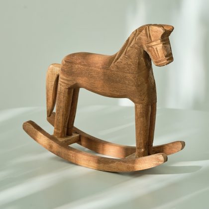 Wooden Horse-Shaped Rocking Horse, Carved Decorative Piece, Gift, Christmas Decoration, Matching Decorative Item