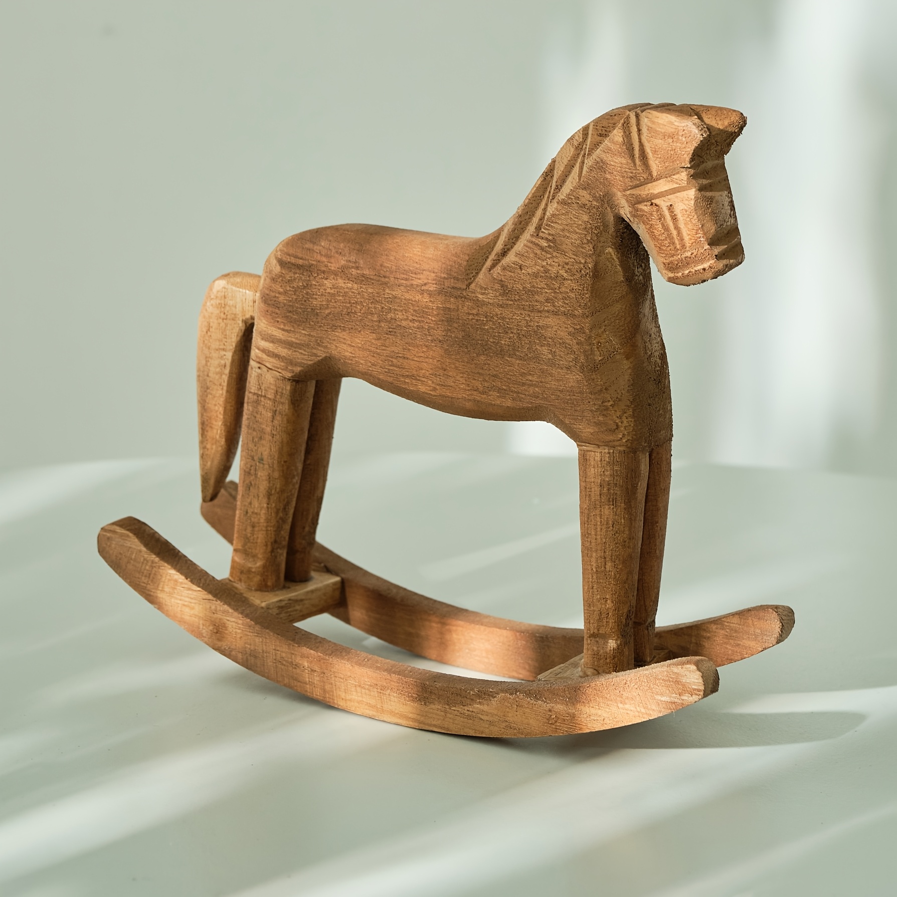 Wooden Horse-Shaped Rocking Horse, Carved Decorative Piece, Gift, Christmas Decoration, Matching Decorative Item