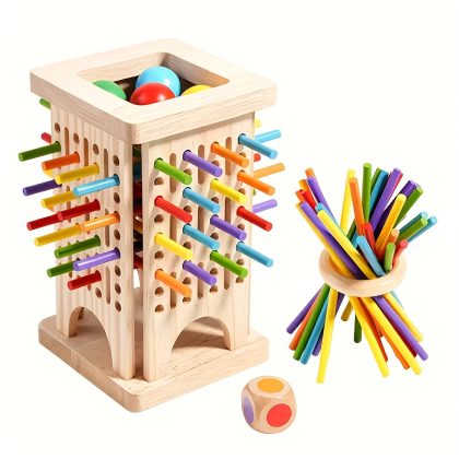 Upgraded Version 42 Wooden Sticks And 6 Small Balls Wooden Sticks Toy, Wooden Puzzle Toy, Multiplayer Interactive Board Game, Parent-Youngsters Game, Cultivates Logic And Space Thinking, Perfect Gift for Various Holidays, Educational Game