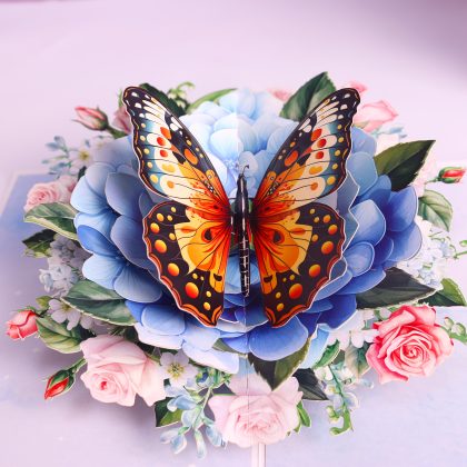 1pc a Pop-Up Card Featuring a Hydrangea Butterfly, Ideal for Mother'S Day, Celebrating The Best Mom Ever, And Suitable for Birthday Greetings, Complete with a Note Card And Envelope for Party Invitations Or Weddings—Perfect for Any Occasion
